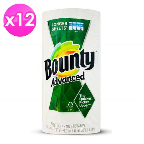 送100抽面紙【12入】美國Bounty廚房紙巾(隨意撕)101張