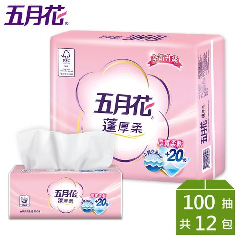 五月花 蓬厚柔頂級抽取式衛生紙(100抽x12包/串)