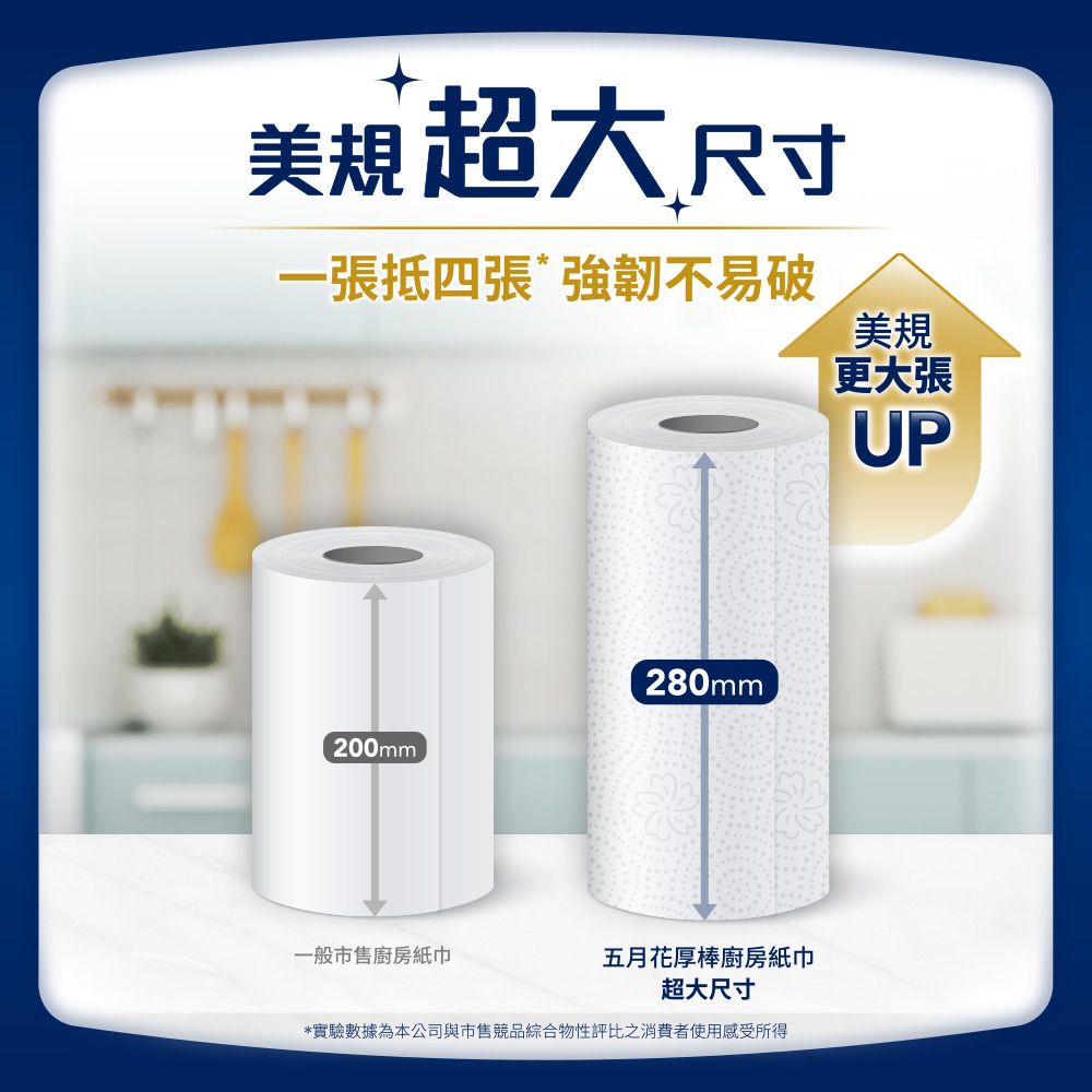 五月花 厚棒廚房紙巾(60組x4捲/串)-美規超大尺寸