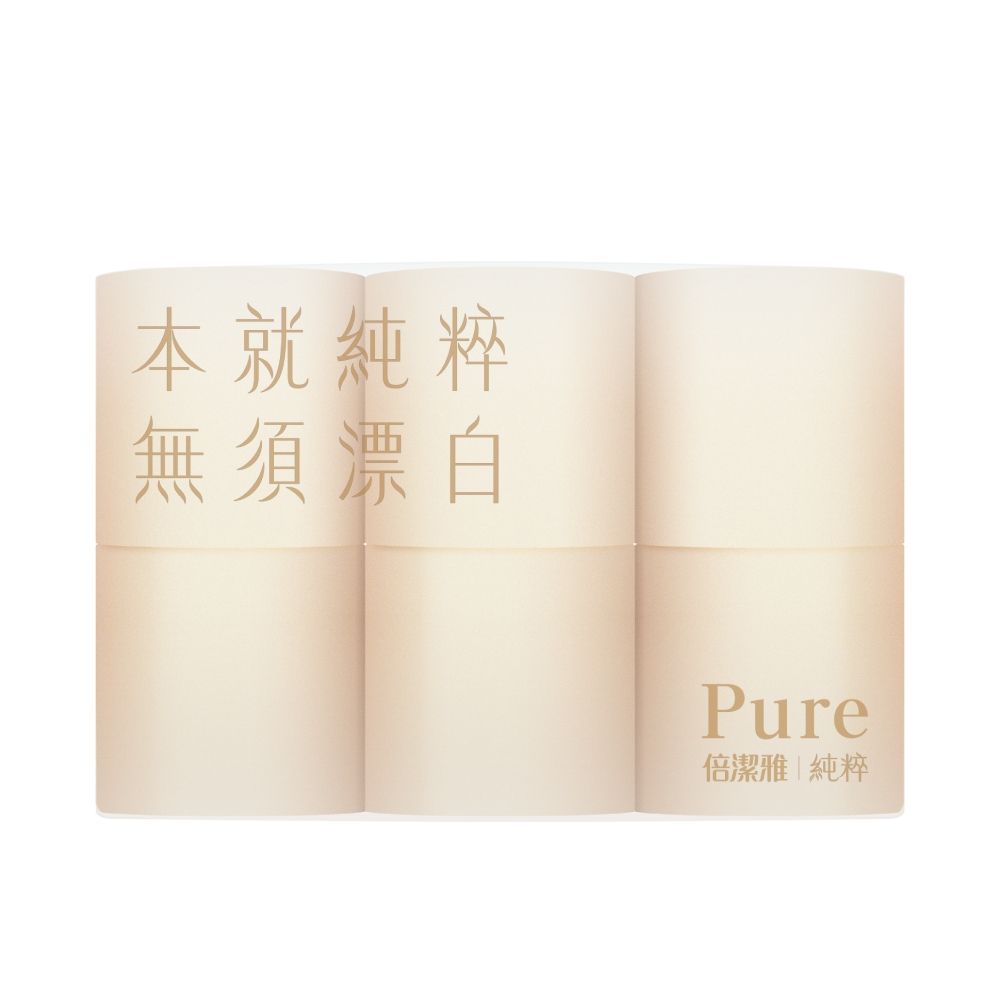 倍潔雅 純粹Pure無漂白捲筒衛生紙300組12入6袋/箱