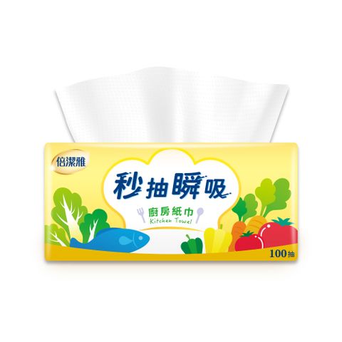 倍潔雅秒抽瞬吸抽取式廚房紙巾100抽28包	