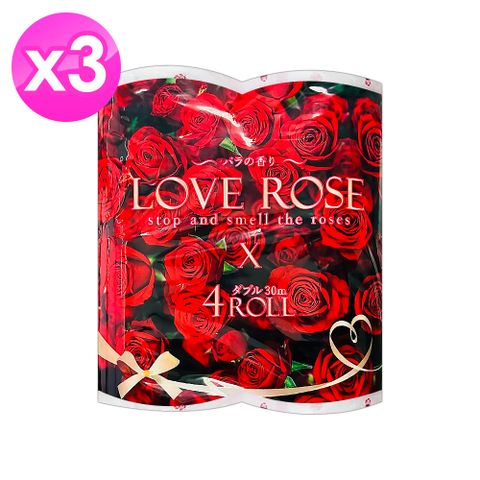 日本LOVE ROSE印花捲筒衛生紙(4捲/包)x3包(共12捲)