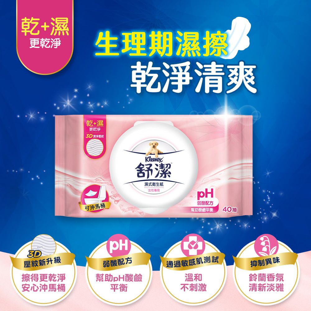 Kleenex 舒潔  濕式衛生紙 一般款/女性專用款-40抽箱購