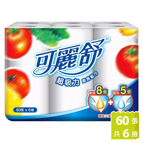 可麗舒 廚房紙巾 60張x6捲x6串/箱