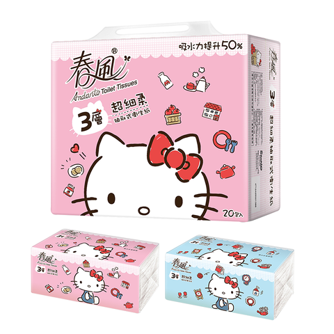 【春風】 Hello Kitty3層抽取衛生紙90抽*20包