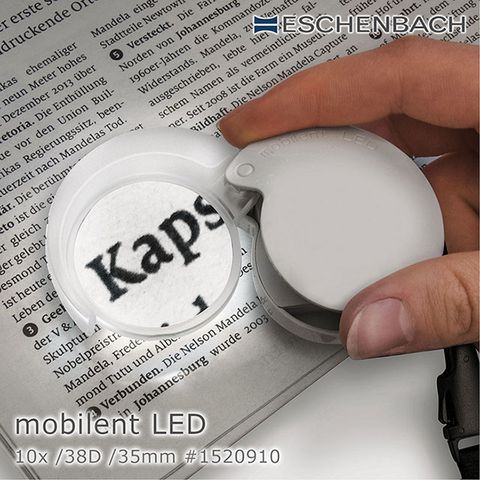 Eschenbach 宜視寶 【德國 】mobilent LED 馬卡龍系列 10x/38D/35mm 德國製LED攜帶型非球面放大鏡 1520910