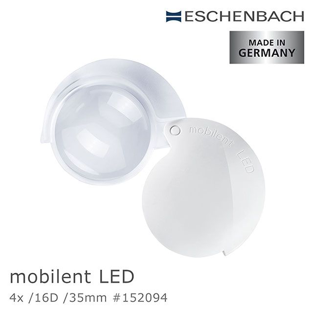 Eschenbach 宜視寶 【德國 】mobilent LED 馬卡龍系列 4x/16D/35mm 德國製LED攜帶型非球面放大鏡 152094