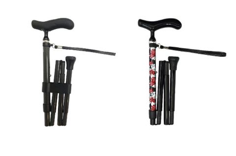 日本 SHIMA 全方位碳纖折疊拐杖 (顏色:碳纖紋/黑花)