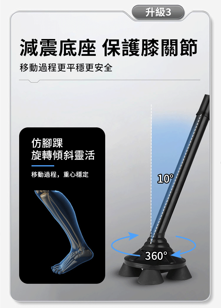 升級 3減震底座 保護膝關節移動過程更平穩更安全仿腳踝旋轉傾斜靈活移動過程,重心穩定10360