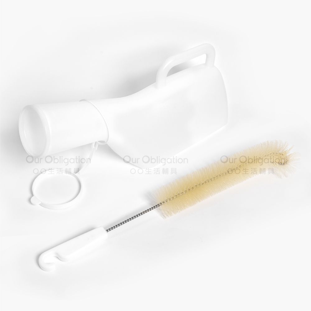 OO生活輔具 男用尿壺(加長型)+尿壺刷 『加長』10cm開口 使用不易噴濺