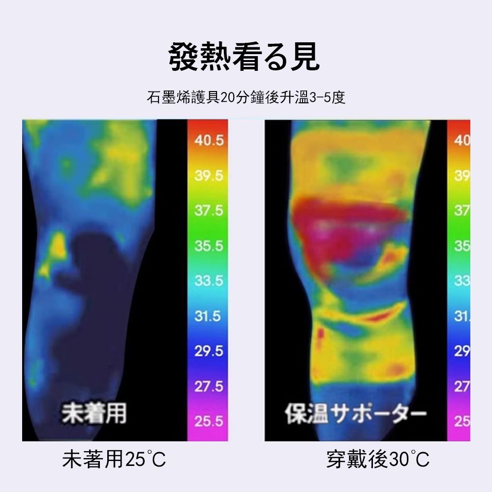 Gordi U型石墨烯發熱保暖護膝 防寒保暖護膝 老寒腿膝蓋套 運動護具 1對 M/L/XL