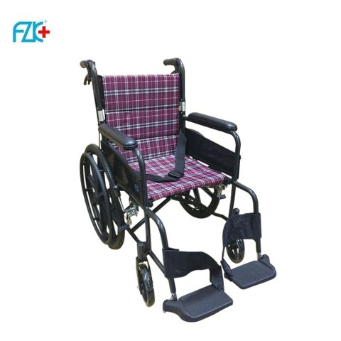 【輪椅】鋁製17吋座寬 固定手腳單層背墊輪椅B款