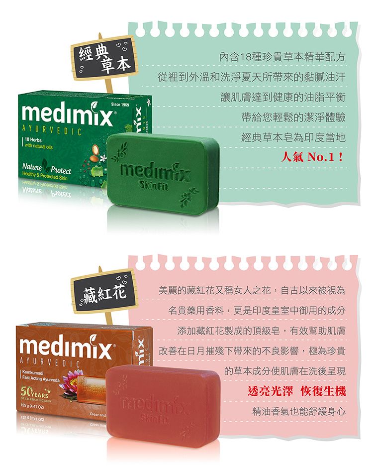 印度Medimix】皇室藥草浴美肌皂125g-10入(薑黃/岩蘭草/藏紅花