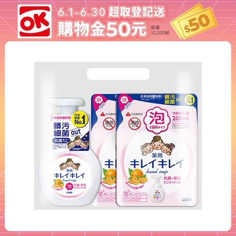 日本獅王LION 趣淨快樂洗手組 清爽柑橘
