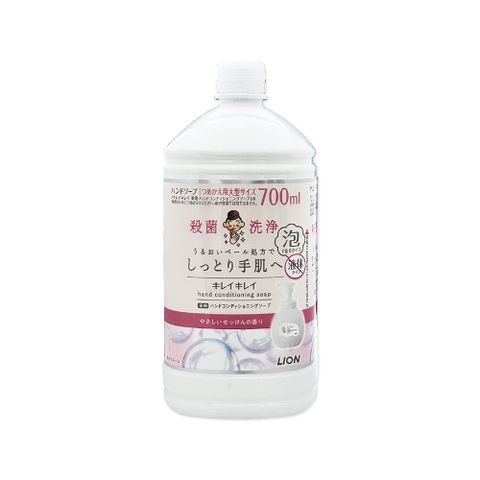 日本LION-溫和滋潤親膚泡沫洗手慕斯補充瓶-皂香(白)700ml/瓶