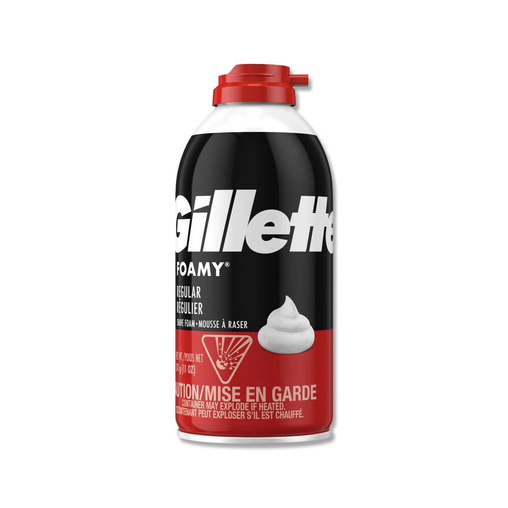  美國Gillette吉列-FOAMY經典男士極淨滑順溫和滋潤刮鬍泡-原味紅311g/瓶(鬍鬚修容泡沫,男士清潔剃鬚膏)