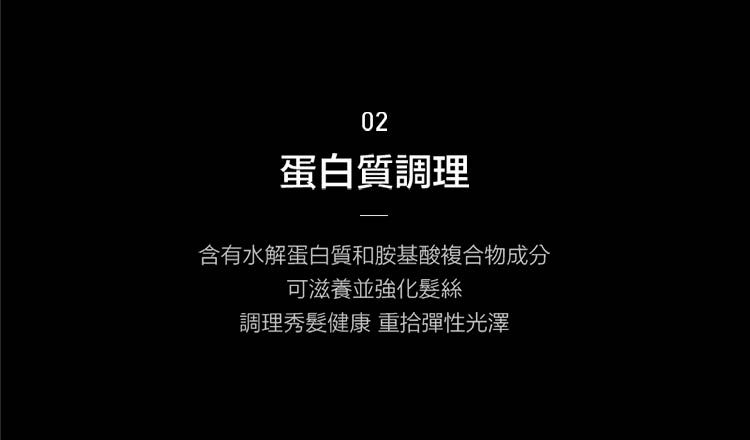 02蛋白質調理含有水解蛋白質和胺基酸複合物成分可滋養並強化髮絲調理秀髮健康 重拾彈性光澤