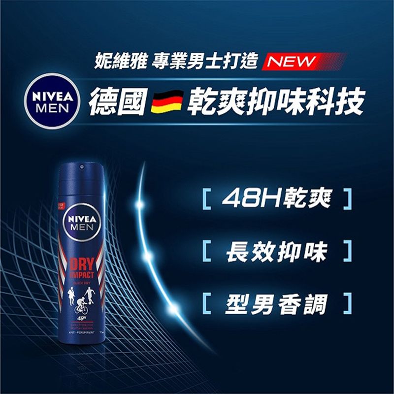 NIVEAMEN妮維雅 專業男士打造 NEW德國乾爽抑味科技NIVEAMENIMPACT[48H乾爽][長效抑味][ 型男香調]48