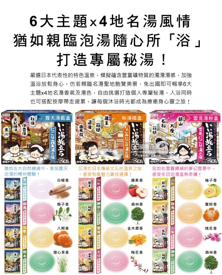 白元 日本Hakugen名湯之旅濁湯型溫泉入浴-雪見湯粉盒25gx12包/盒(美肌潤澤香氛泡澡粉,名勝風呂放鬆泡湯粉)