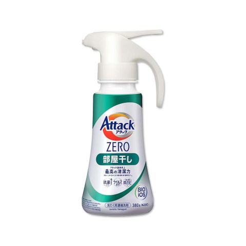 日本KAO花王Attack ZERO-單手按壓超濃縮洗衣精-消臭型綠白瓶380g
