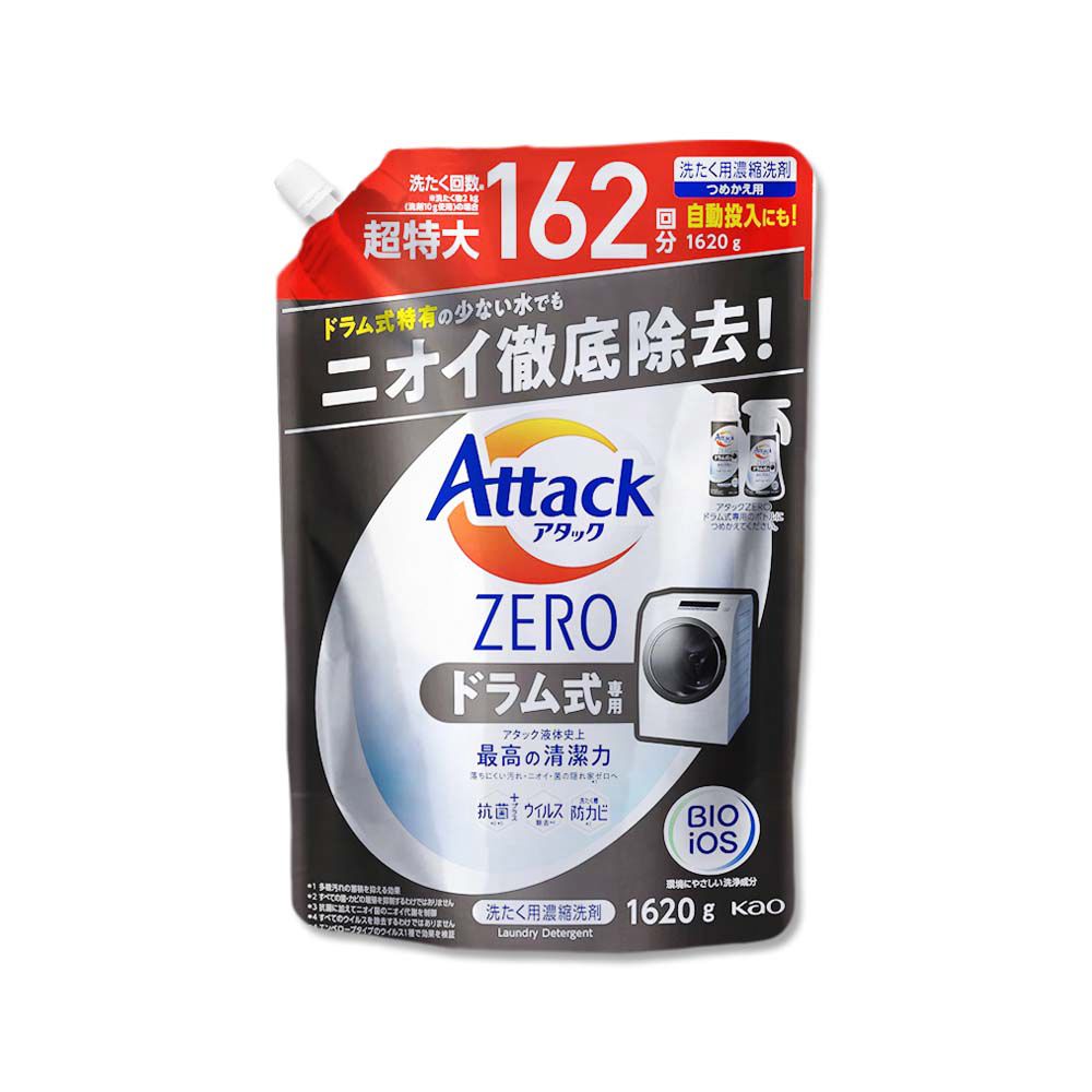 P&G 寶僑 日本KAO花王-Attack ZERO極淨超濃縮洗衣精補充包(3款可選)1620g/袋(衣物除臭香氛洗劑,家庭號清潔劑)