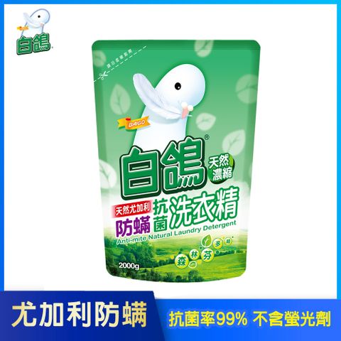 【白鴿】天然濃縮抗菌洗衣精 尤加利防蹣-補充包2000g