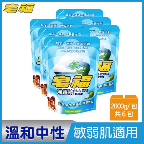 皂福 無香精洗衣皂精補充包 (2000g x6包)