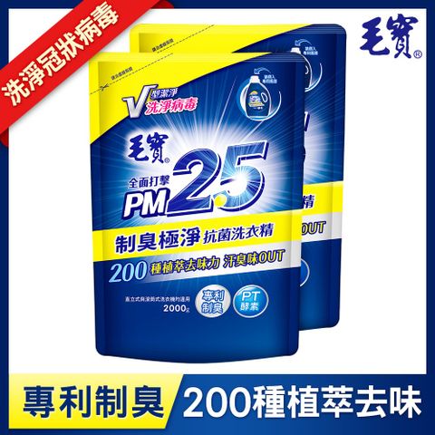 【毛寶】制臭極淨PM2.5洗衣精-補充包(2000gX2入)