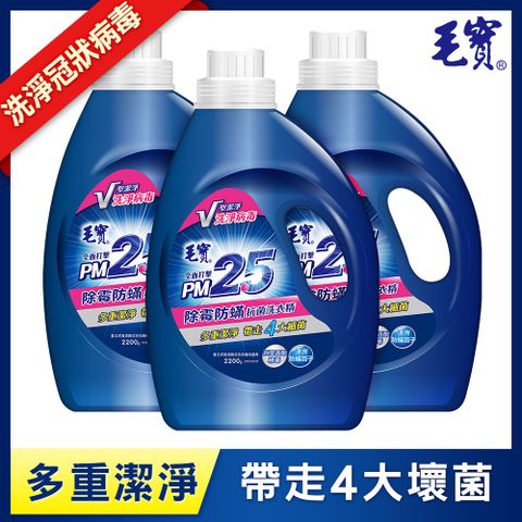 ◤洗淨冠狀病毒◢【毛寶】除霉防蟎PM2.5洗衣精(2200gX3入)