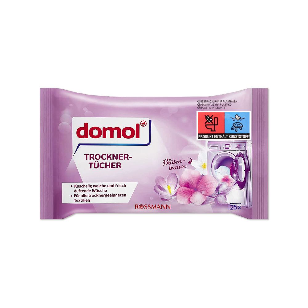 Domol 多麗 德國domol-烘衣機專用衣物柔軟防皺除臭去靜電香氛紙25片/袋(防靜電烘衣紙,烘衣香片,織物香薰柔順片,除靜電芳香烘衣片)