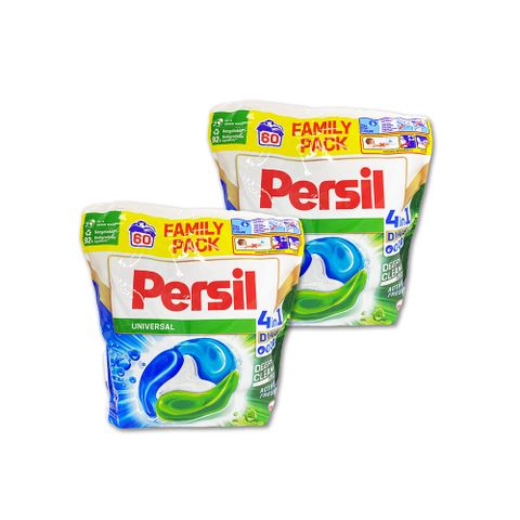 (2袋120顆超值組)德國Persil-4合1酵素去污除臭洗衣球-淨白(綠藍袋)60顆/袋(洗衣膠囊補充包,直立式/滾筒式洗衣機皆適用)