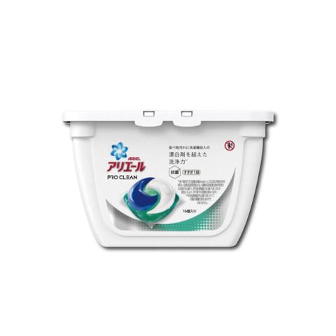 日本P&amp;G Ariel洗衣球16顆-漂白去汙型(白盒)(洗衣凝膠球,洗衣膠囊,白色衣物亮白,彩色衣物不褪色,衣物清潔劑,衣物漂白劑)
