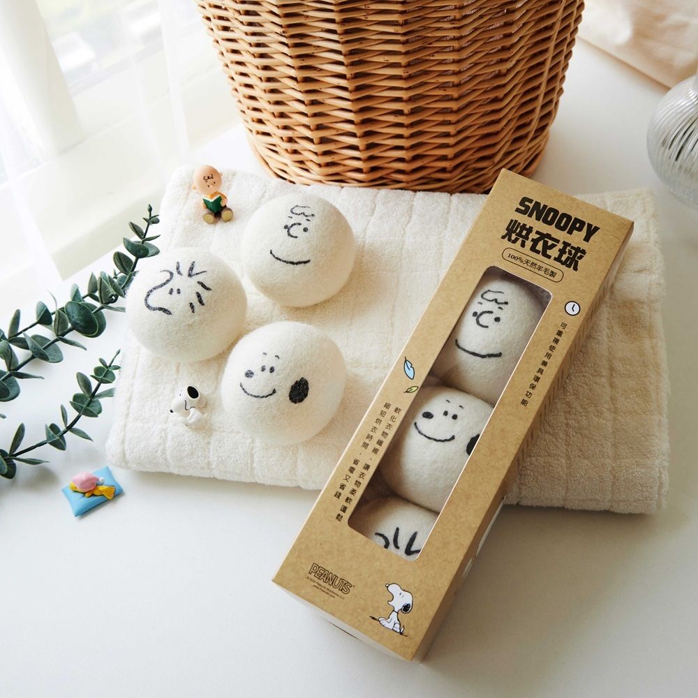 SNOOPY 史努比 100%羊毛烘衣球 3顆/盒