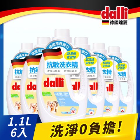 【Dalli德國達麗】抗敏溫和洗淨超濃縮洗衣精1.1L(6入/箱)