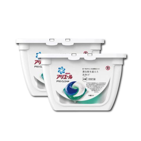 (2盒超值組)日本P&amp;G Ariel洗衣球-漂白去汙16顆/白盒(洗衣膠囊/洗衣凝膠球,彩色衣物也適用)
