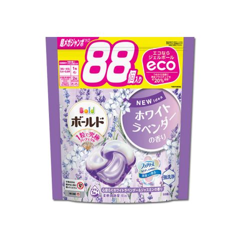 P&G 寶僑 日本Bold強洗淨4合1消臭柔軟香氛洗衣凝膠球-薰衣草茉莉(紫)88顆/袋(家庭號補充包)