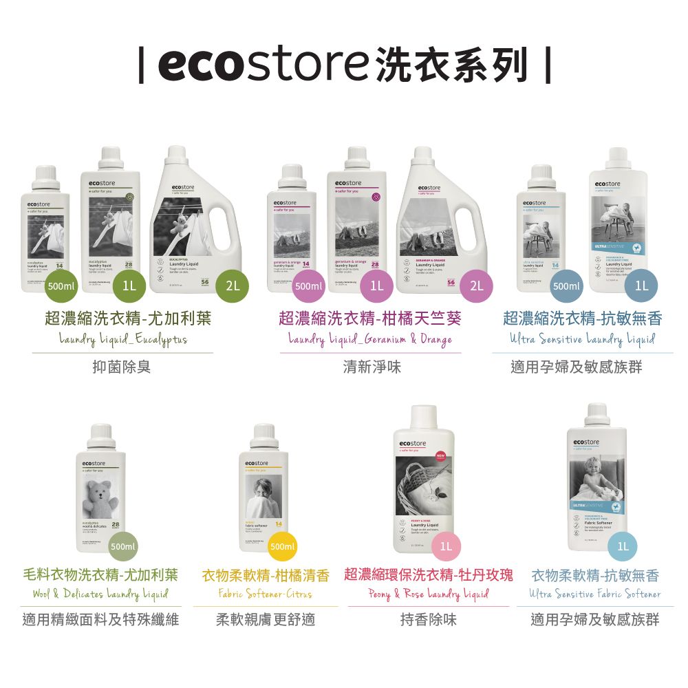 ecostore 【 宜可誠】超濃縮環保洗衣精1Lx3入(尤加利葉)