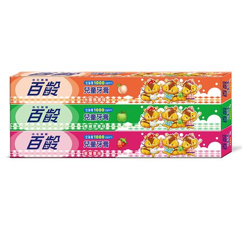 百齡Smiling 兒童牙膏－草莓+青蘋果+水蜜桃(50g*3入組)