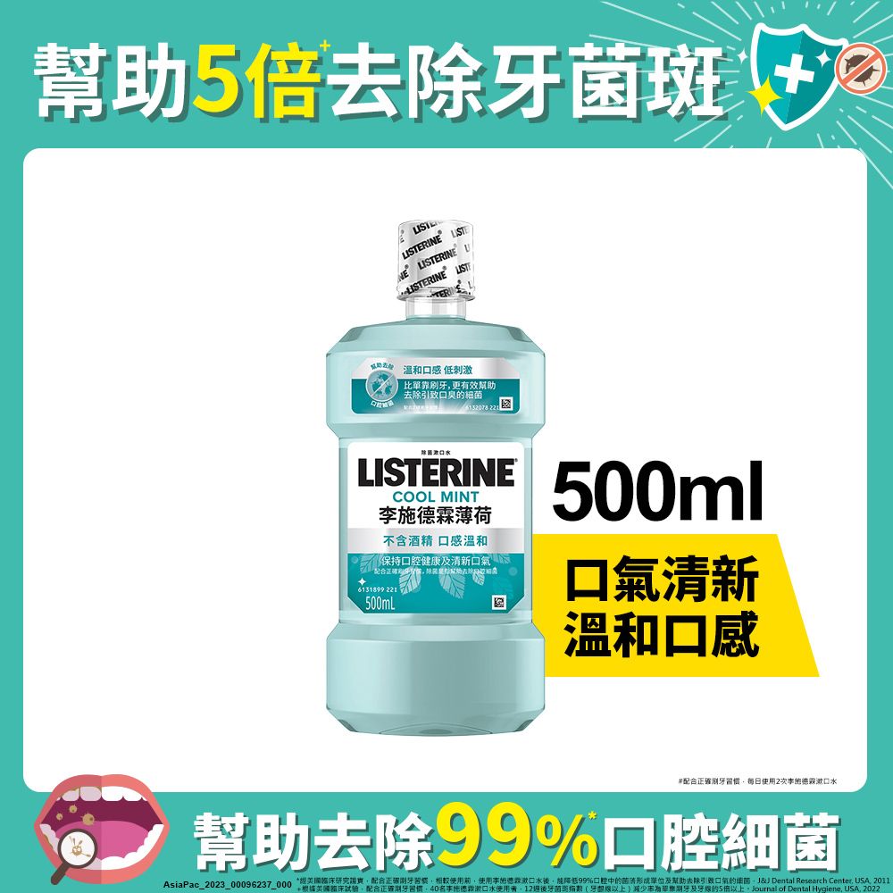 LISTERINE 李施德霖 Zero薄荷除菌漱口水無酒精配方500ml