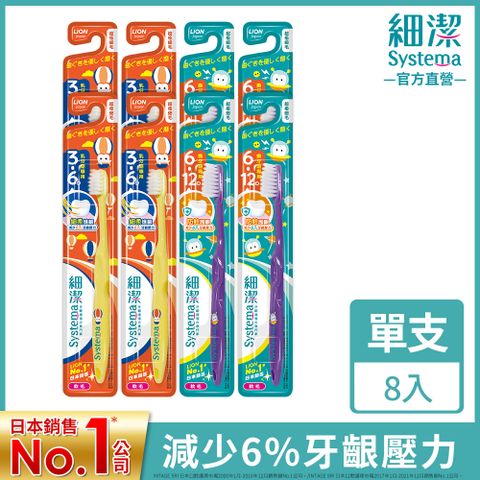 LION 日本獅王 細潔兒童專業護理牙刷8入 (2-6歲/6-9歲)