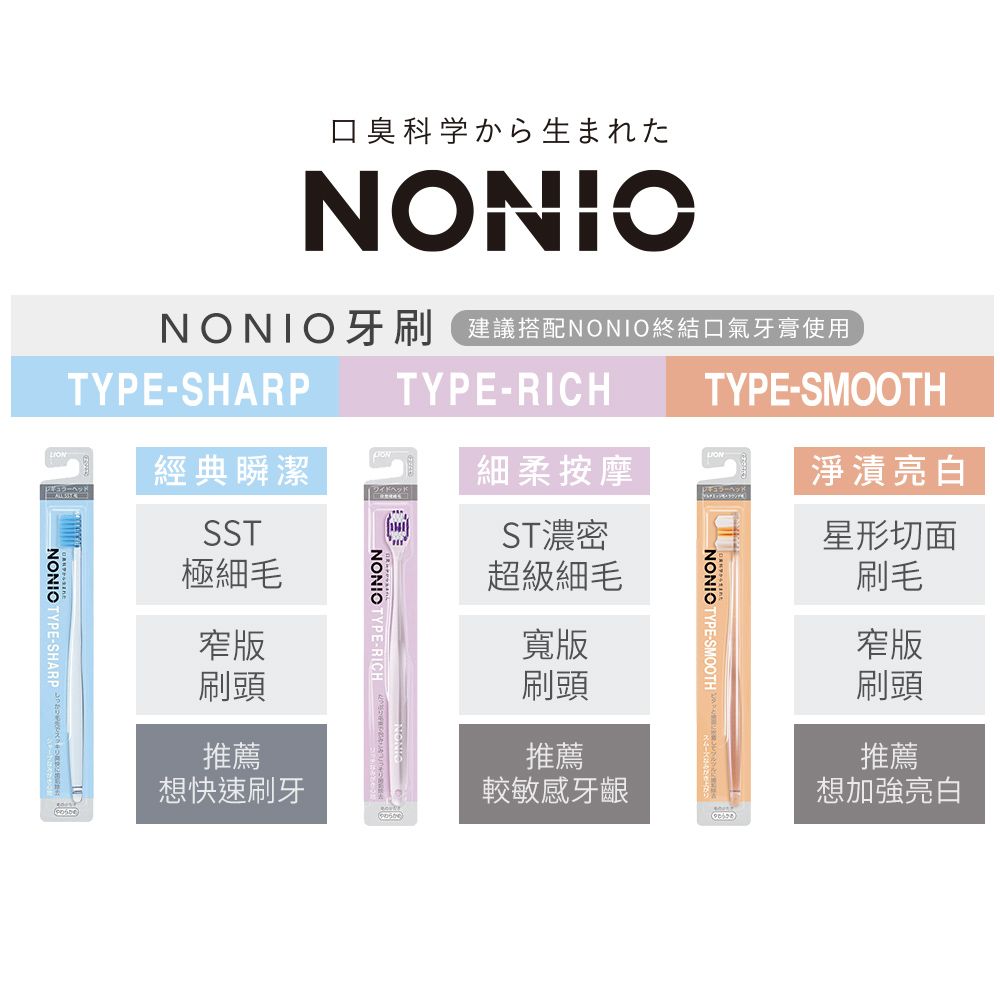 LION 日本獅王 NONIO牙刷 淨漬亮白