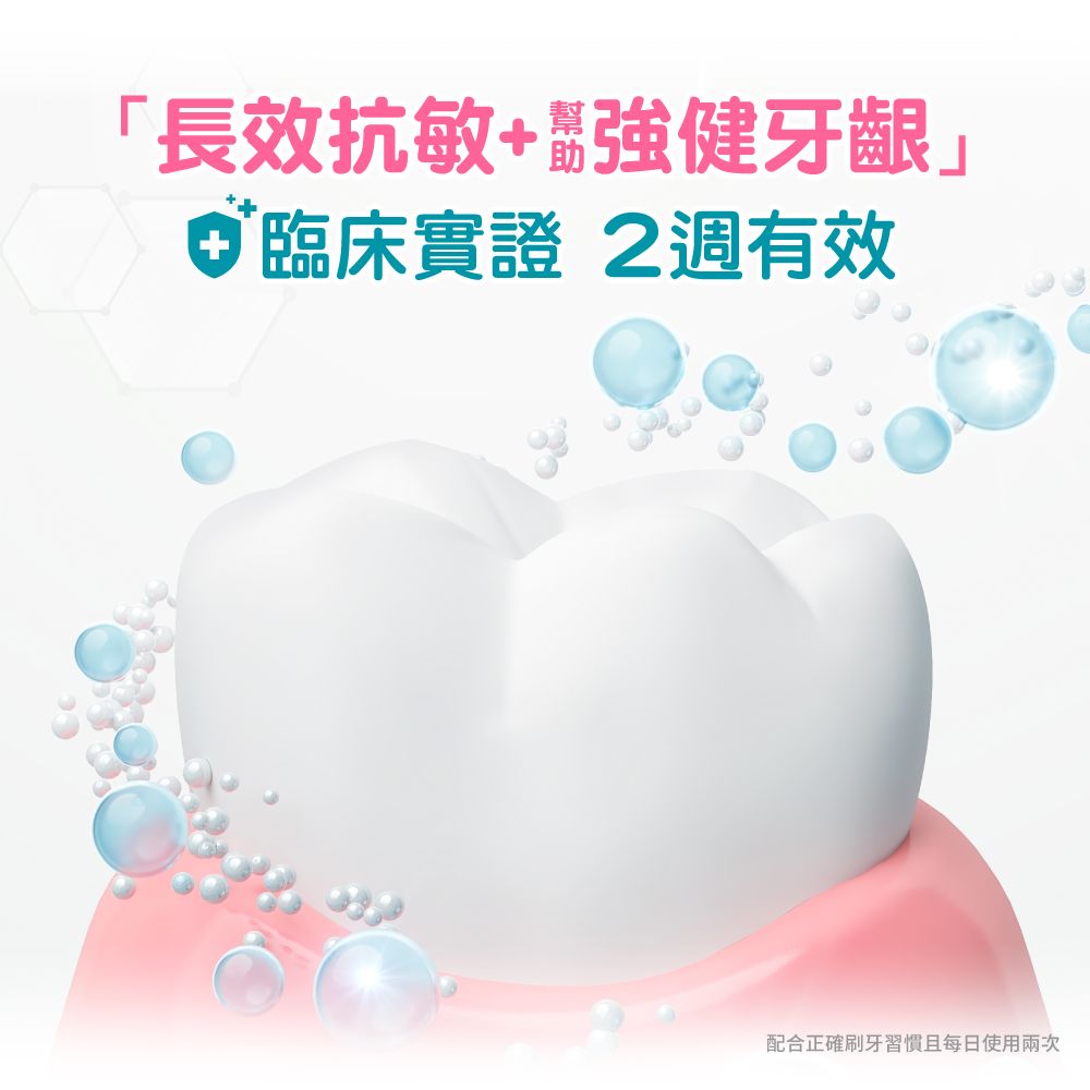 「長效抗敏+強健牙齦」臨床實證 2週有效配合正確刷牙習慣且每日使用兩次