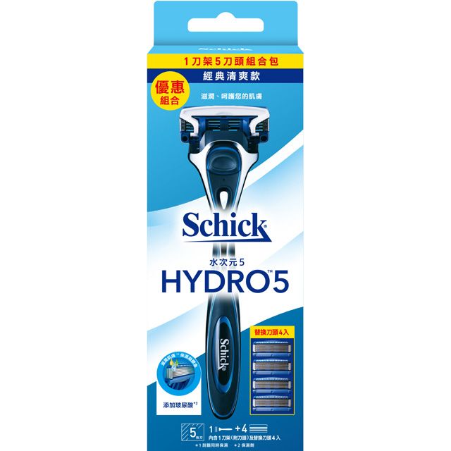 Schick 舒適  水次元5 刮鬍刀超值組 (1刀把+5刀片)