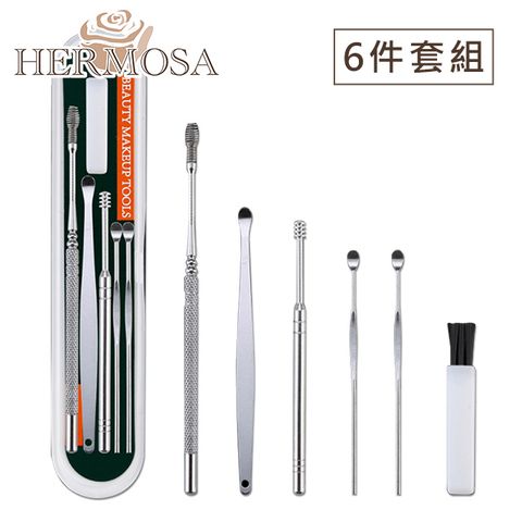 專業6件組HERMOSA 專業不鏽鋼清潔掏耳勺6件套組