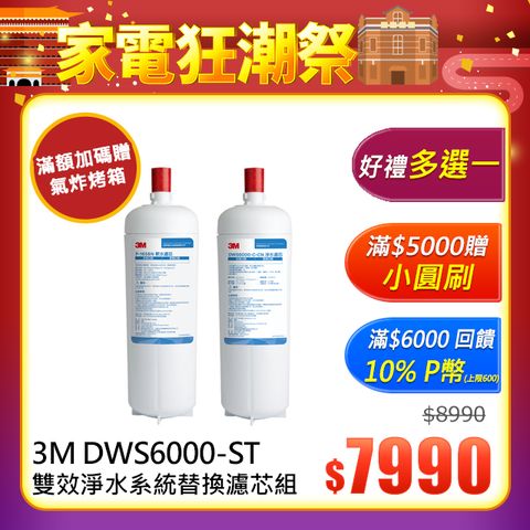 3M DWS6000-ST智慧雙效淨水系統-替換濾芯組合(P-165BN/DWS6000-C-CN)