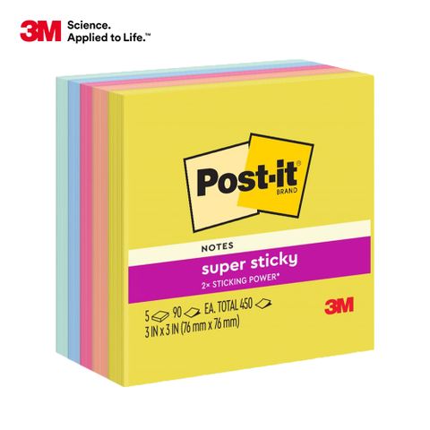 3M Post-it 利貼 狠黏 654-5SSJY紙磚(90張/本, 5本/包)