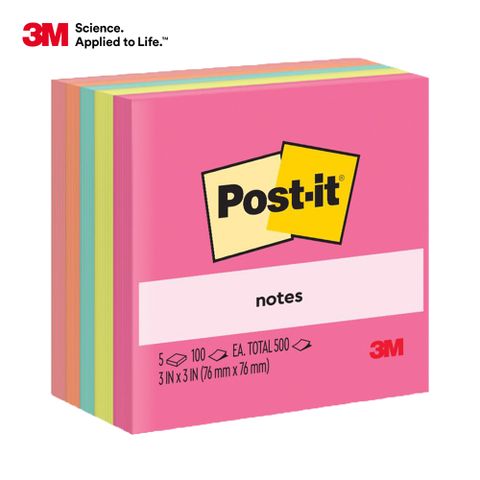 3M Post-it 利貼 可再貼 654-5PM紙磚(100張/本, 5本/包)