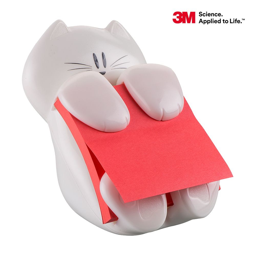 3M  Post-it 利貼 CAT-330抽取便條台-貓咪造型(內附76 x 76 mm狠黏便條紙45張)