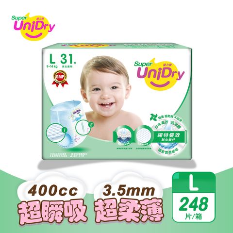 UniDry 優力寶 第3代超薄優力褲嬰兒紙尿褲(L號31片*8包/箱)2箱組