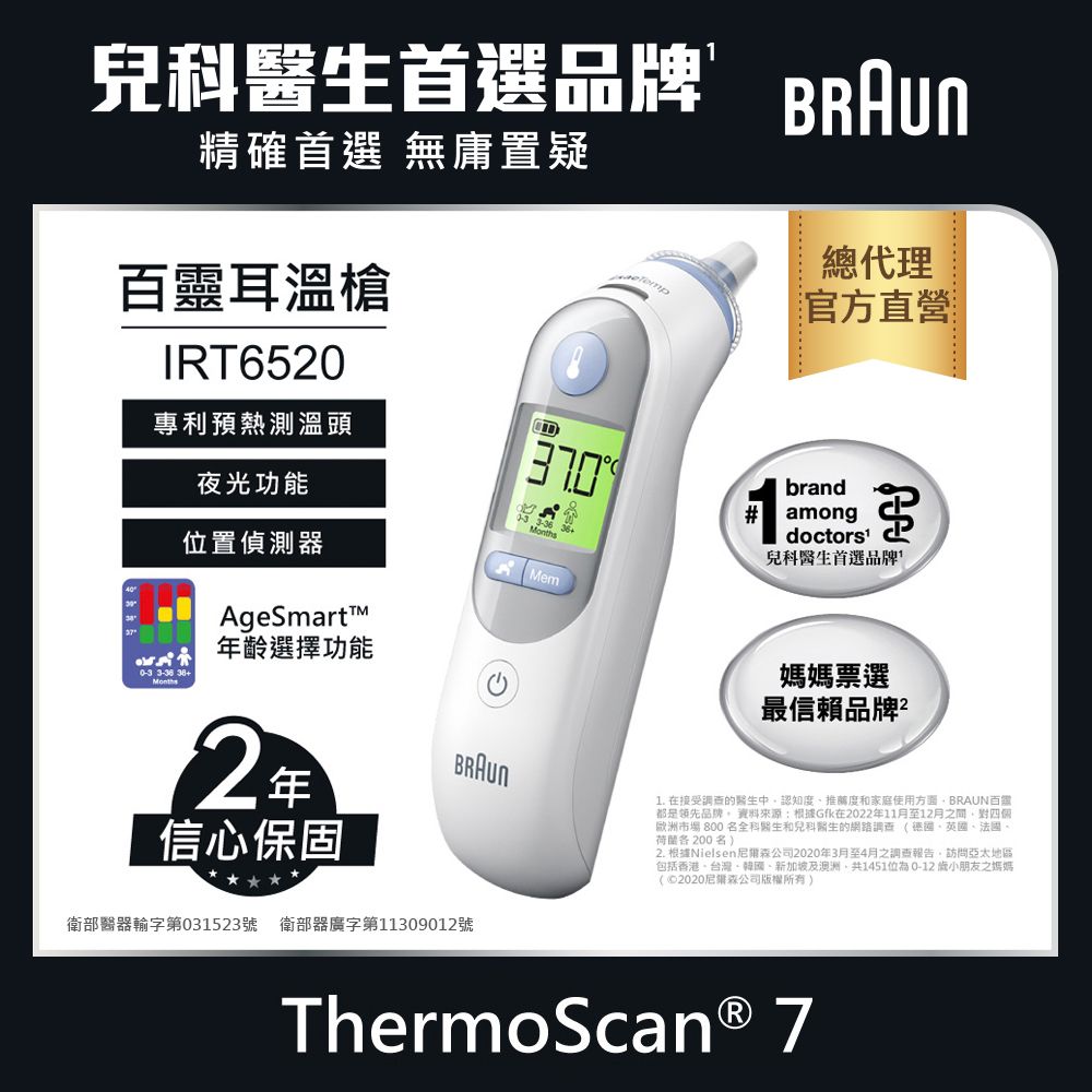 BRAUN 百靈 德國 耳溫槍 IRT6520